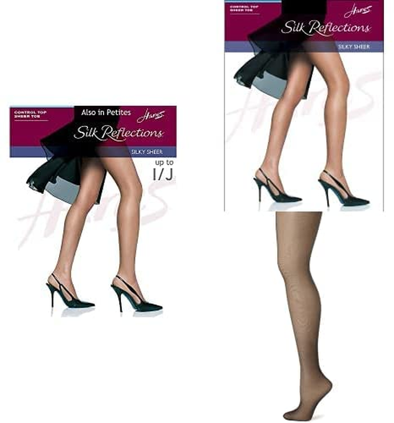 Hanes Women'S Control Top Sheer Toe Silk Reflections Panty Hose Apparel & Accessories > Clothing > Underwear & Socks > Shapewear Hanes Barely There/Jet/Little Color 3 E-F