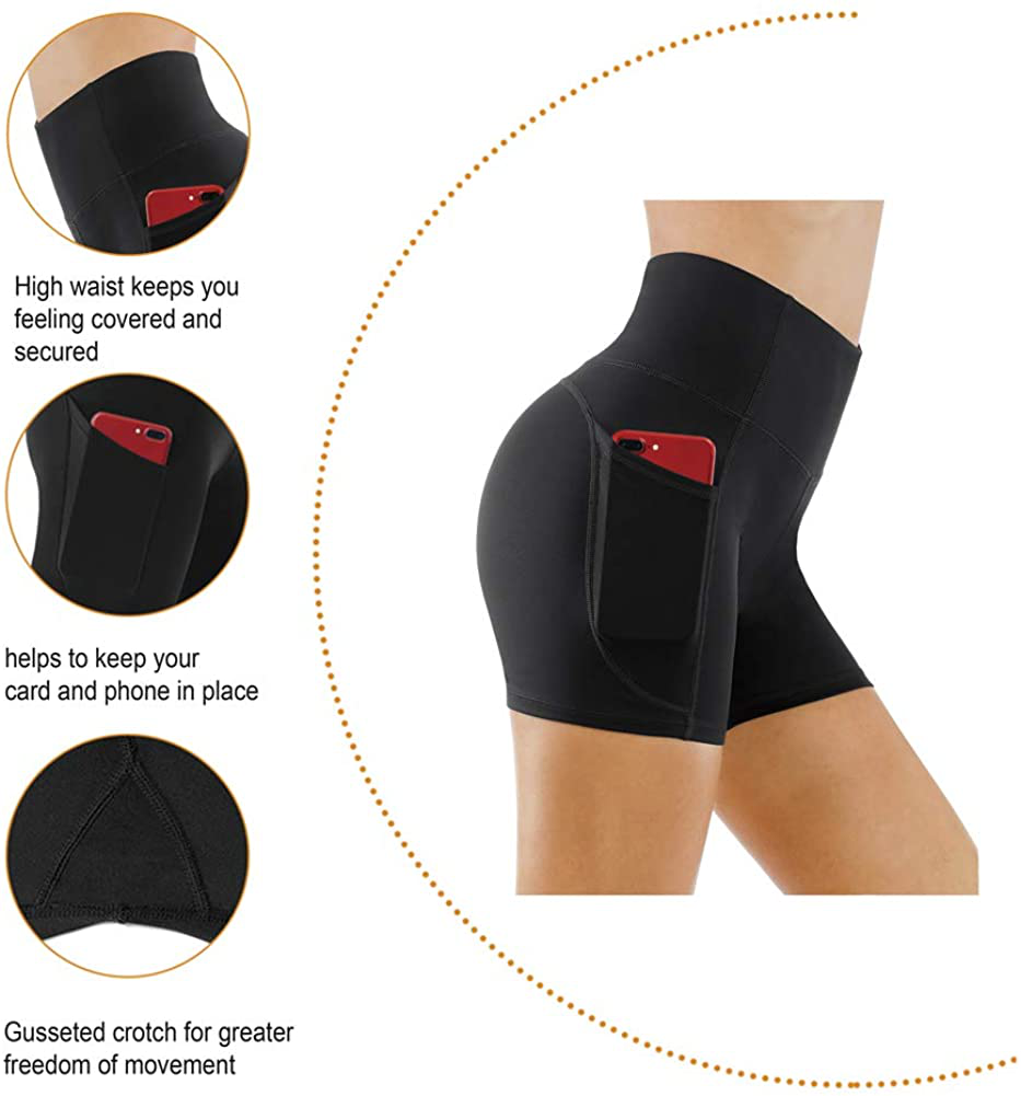 THE GYM PEOPLE High Waist Yoga Shorts for Women'S Tummy Control Fitness Athletic Workout Running Shorts with Deep Pockets Apparel & Accessories > Clothing > Shorts Kylie Max   