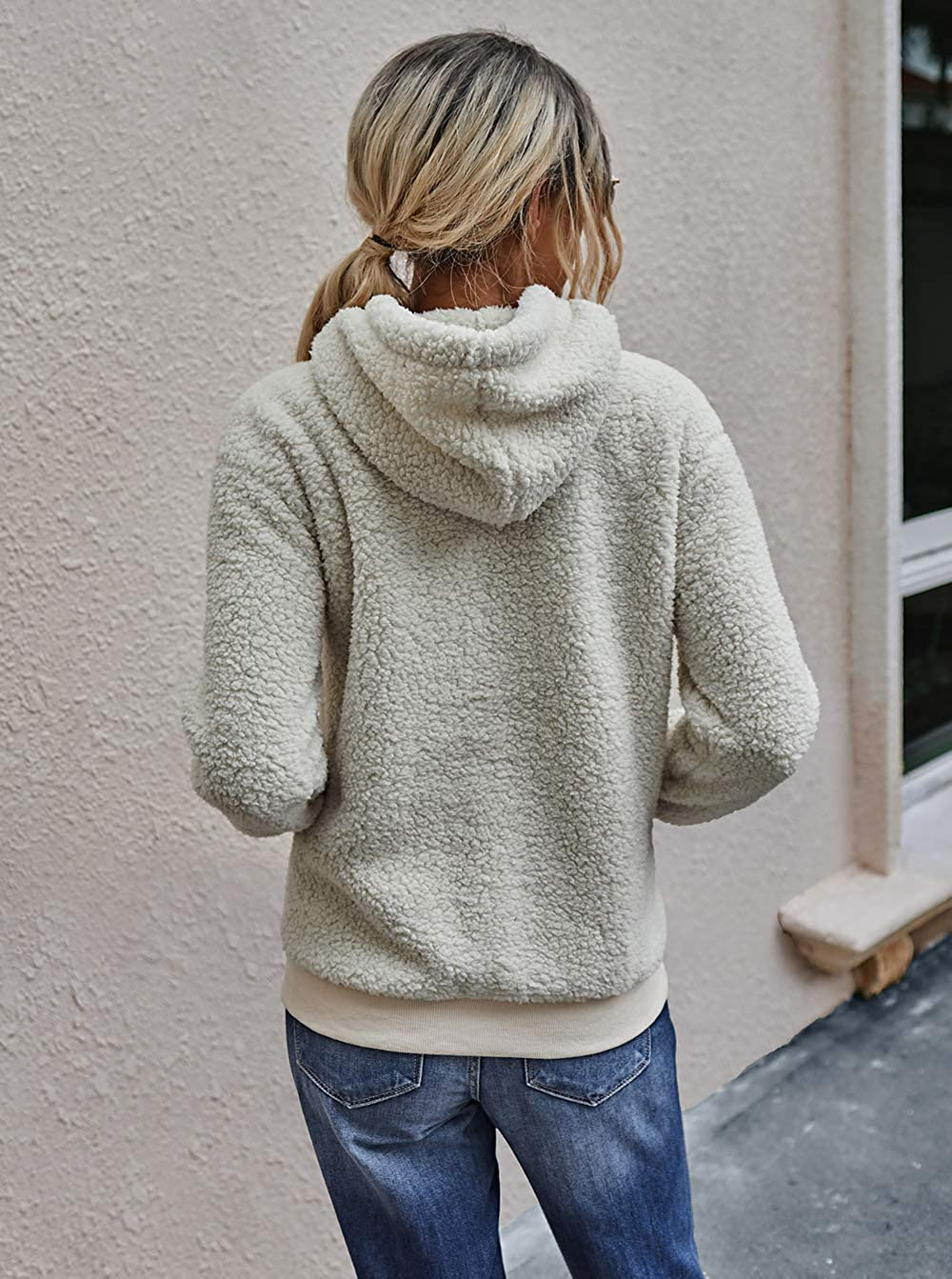 KIRUNDO Winter Women’S Fuzzy Fleece Hoodies Sweatshirts Casual Long Sleeves Shaggy Sherpa Pullover with Pockets Apparel & Accessories > Clothing > Activewear Kylie Max   