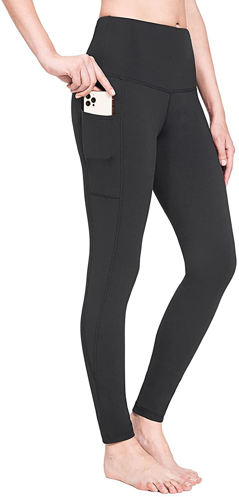 BALEAF Women's Fleece Lined Leggings Water Resistant High Waisted Warm Winter Pants Hiking Running Tights with Pockets Apparel & Accessories > Clothing > Activewear BALEAF Black Small 