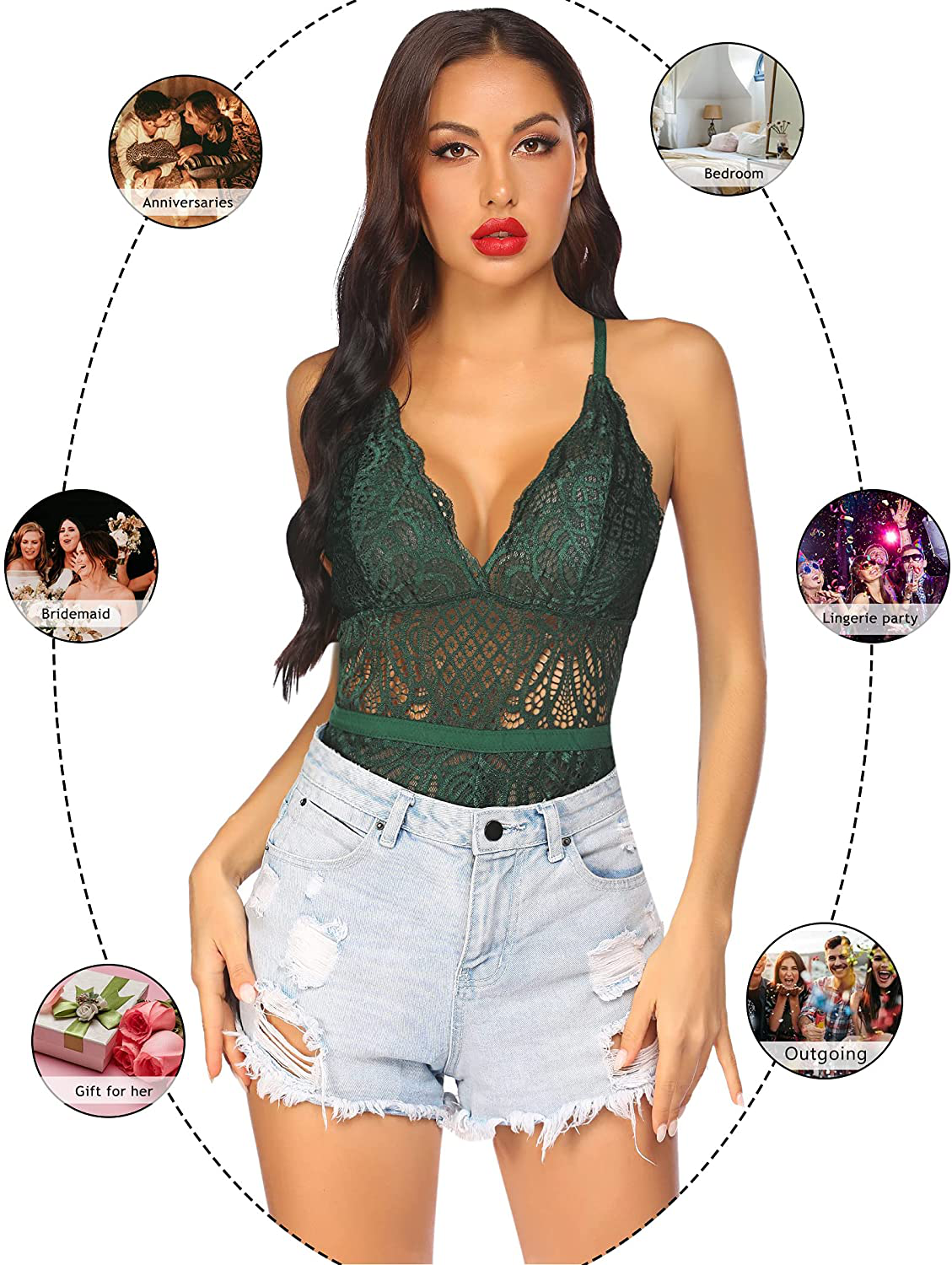 Avidlove Snap Crotch Lingerie Sexy Teddy Bodysuit One Piece Lace Babydoll Apparel & Accessories > Clothing > Underwear & Socks > Lingerie Avidlove   