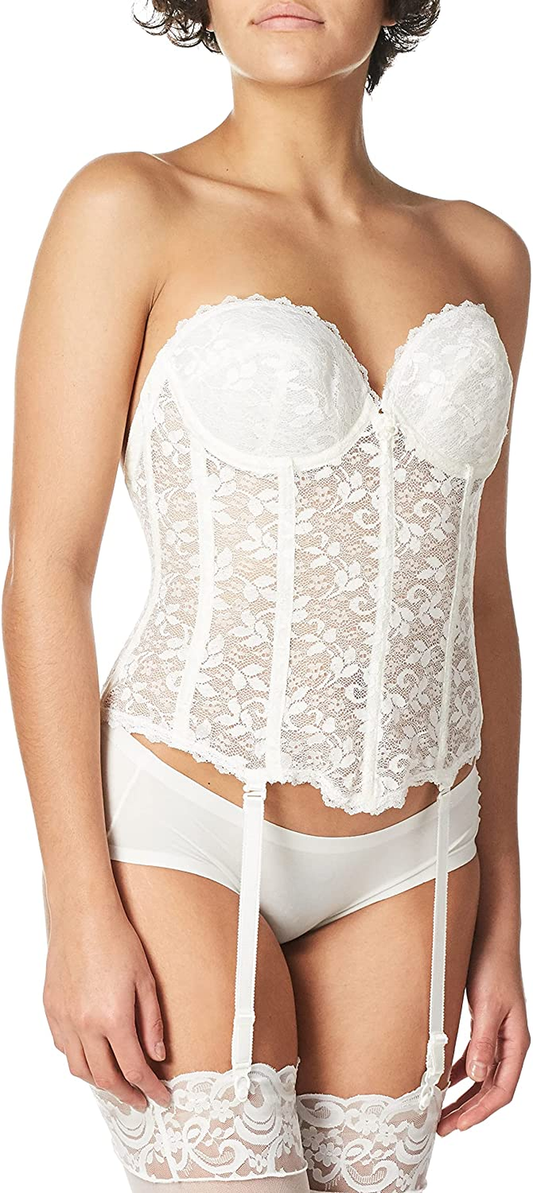 CARNIVAL Womens Low Plunge Backless Lace Corset Bra Apparel & Accessories > Clothing > Underwear & Socks > Lingerie Carnival Ivory 34A 