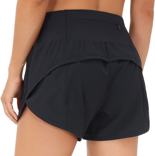 THE GYM PEOPLE Womens High Waisted Running Shorts Quick Dry Athletic Workout Shorts with Mesh Liner Zipper Pockets Apparel & Accessories > Clothing > Shorts Kylie Max   