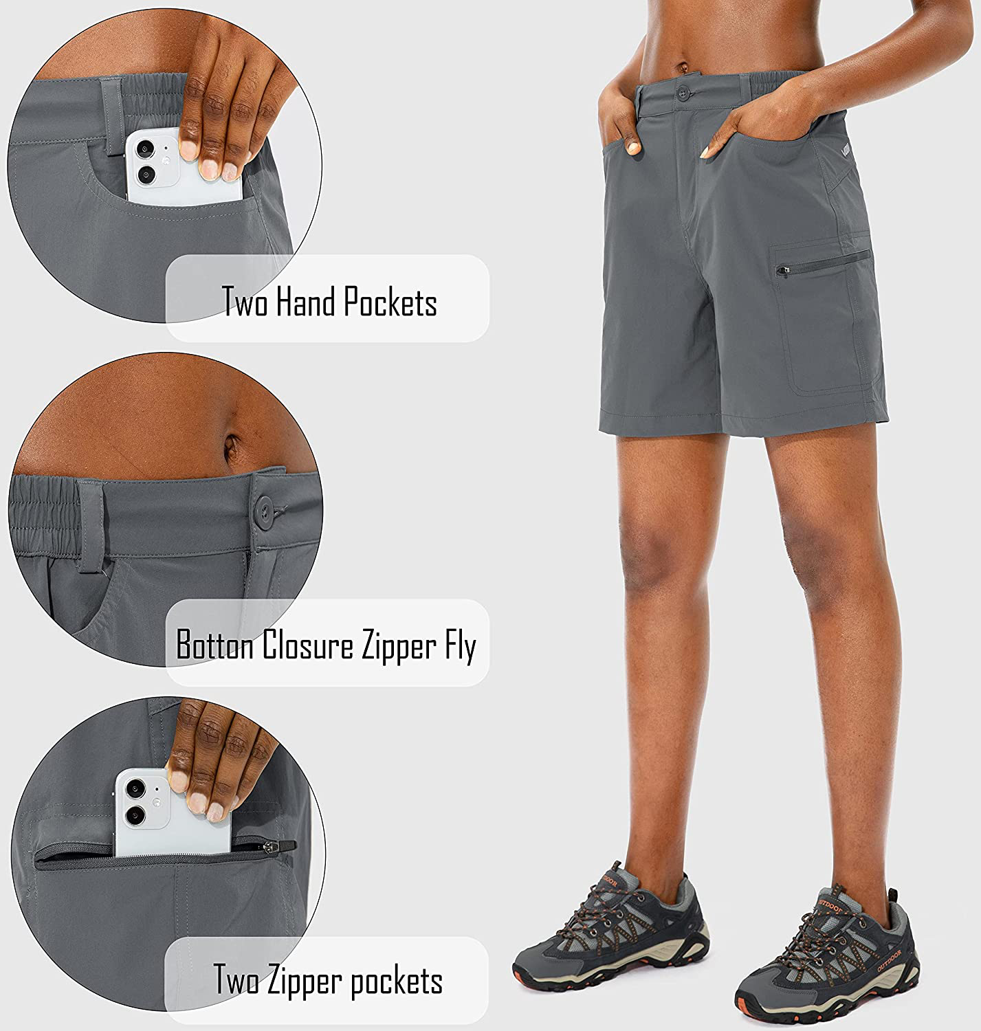 Viodia Women'S Hiking Cargo Shorts Quick Dry Stretch Lightweight Camping Shorts for Women with Zipper Pockets Apparel & Accessories > Clothing > Shorts Kylie Max   