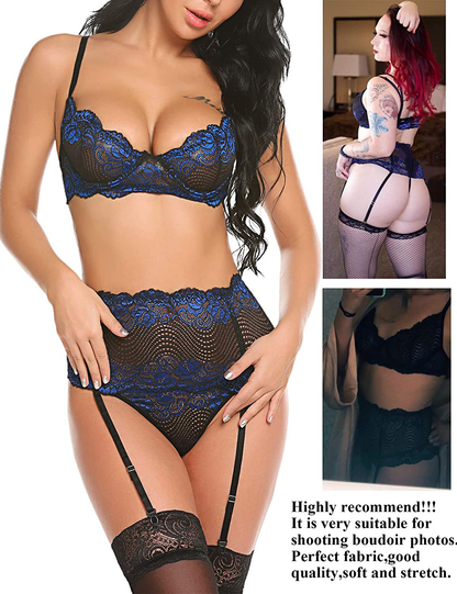 Avidlove Women Lingerie Set with Garter Belts Sexy Bra and Panty Underwire Lingerie Sets Apparel & Accessories > Clothing > Underwear & Socks > Lingerie Kylie Max   