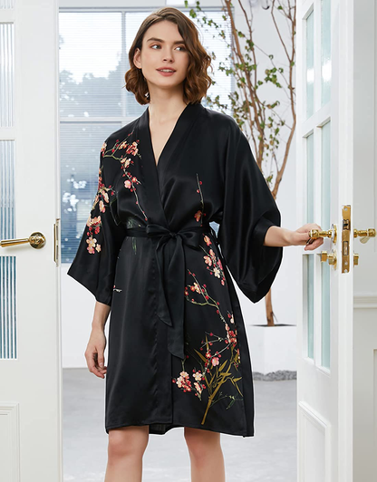 Ledamon Women'S 100% Silk Kimono Short Robe Apparel & Accessories > Clothing > Sleepwear & Loungewear > Robes Ledamon   