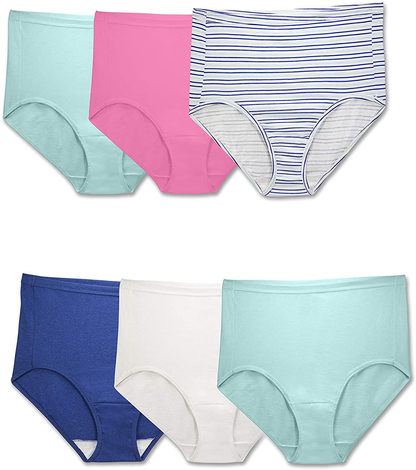 Fruit of the Loom Women'S Eversoft Cotton Brief Underwear (Regular & plus Size) Apparel & Accessories > Clothing > Underwear & Socks > Underwear Fruit of the Loom Plus Size Brief - 6 Pack - Comfort Covered Waistband Plus Size 13