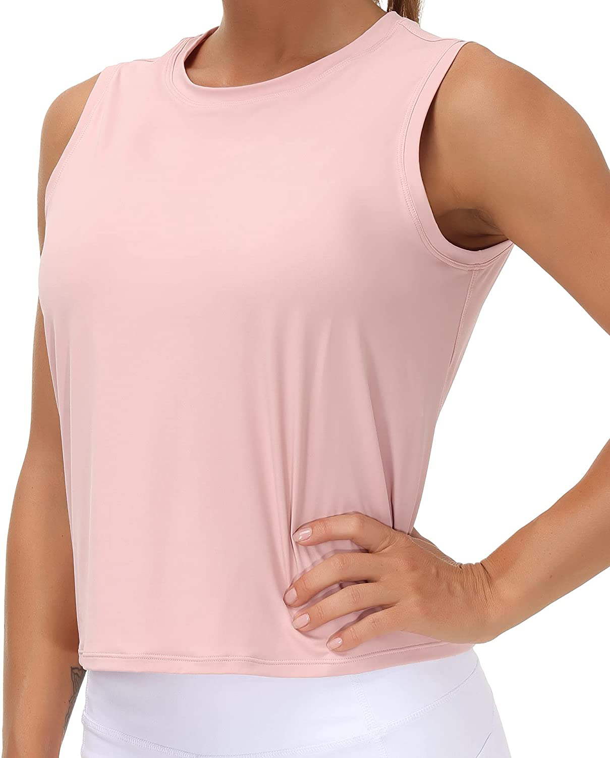 Ice Silk Workout Tops for Women Quick Dry Muscle Gym Running Shirts Sleeveless Flowy Yoga Tank Tops Apparel & Accessories > Clothing > Activewear Kylie Max   