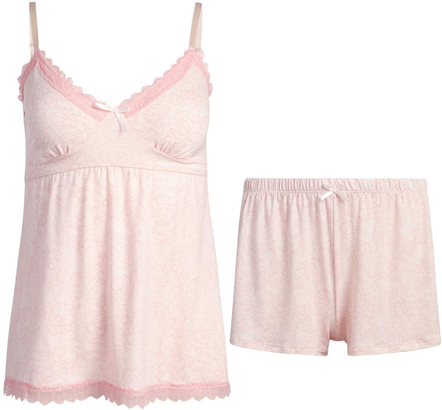 Marilyn Monroe Women'S Pajama Set- 2-Piece Micro Shorts and Cami Sleepwear Set Apparel & Accessories > Clothing > Sleepwear & Loungewear Kylie Max Pink/Medium Floral Medium 