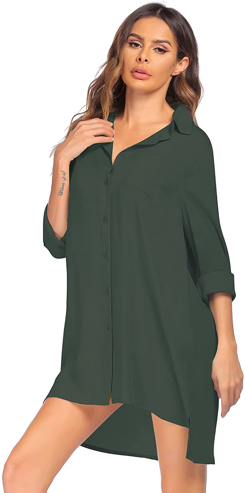 Ekouaer Women'S Beach Bikini Cover-Up Long Roll-Up Sleeve Summer Covers Apparel & Accessories > Clothing > Swimwear Kylie Max   