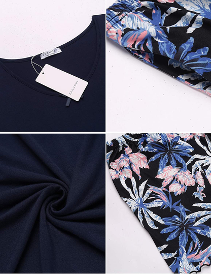 Ekouaer Womens Pajama Set with Print Short Sleeve Sleepwear Pj Lounge Sets(S-Xxl) Apparel & Accessories > Clothing > Sleepwear & Loungewear Kylie Max   