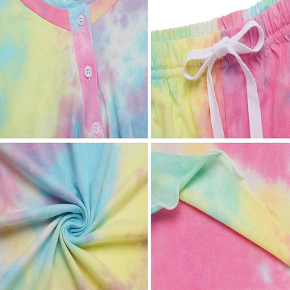 Ekouaer Tie Dye Pajamas Set Womens Loungewear Sleepwear 2 Piece PJ Sets Apparel & Accessories > Clothing > Sleepwear & Loungewear > Pajamas Ekouaer   