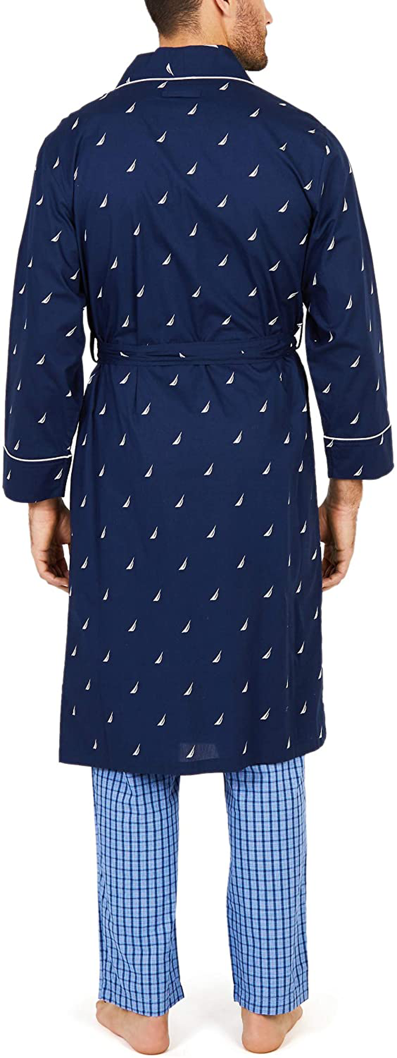 Nautica Mens Long-Sleeve Lightweight Cotton Woven-Robe Apparel & Accessories > Clothing > Sleepwear & Loungewear > Robes Kylie Max   