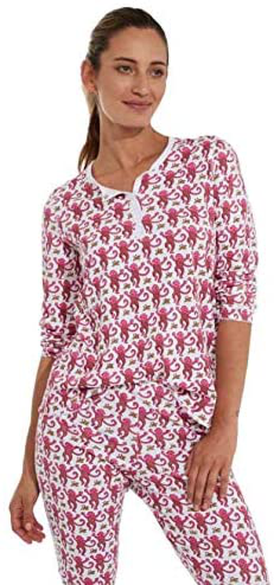 Roller Rabbit Women's Monkey PJ Set Apparel & Accessories > Clothing > Sleepwear & Loungewear > Pajamas Roller Rabbit Pink Small 