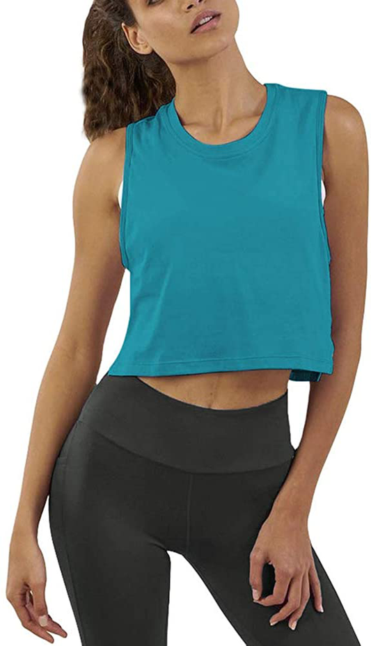 Mippo Crop Top Workout Shirts for Women Cute Sheer Mesh Back Athletic Tanks Muscle Tee Apparel & Accessories > Clothing > Activewear Kylie Max   