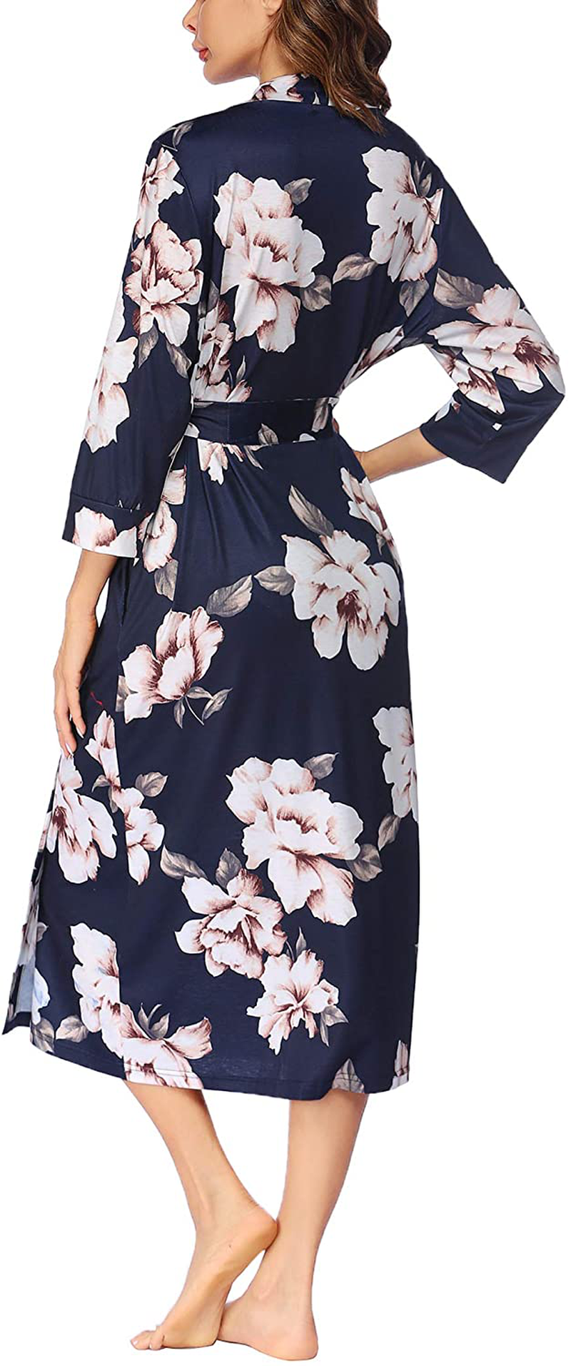 MAXMODA Women Kimono Robes Long Knit Bathrobe Soft Robe Casual Ladies Loungewear S-3XL Apparel & Accessories > Clothing > Sleepwear & Loungewear > Robes Kylie Max   