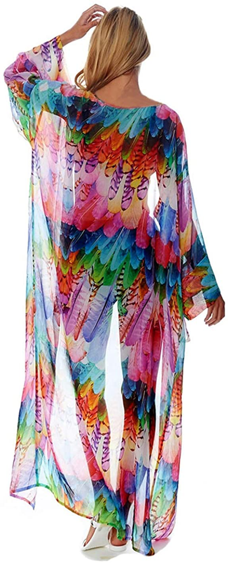 Wander Agio Womens Bikini Cover Ups Beach Casual Dress Coverup Swimsuits Long Cardigan Buttons Chiffon Apparel & Accessories > Clothing > Swimwear Kylie Max   