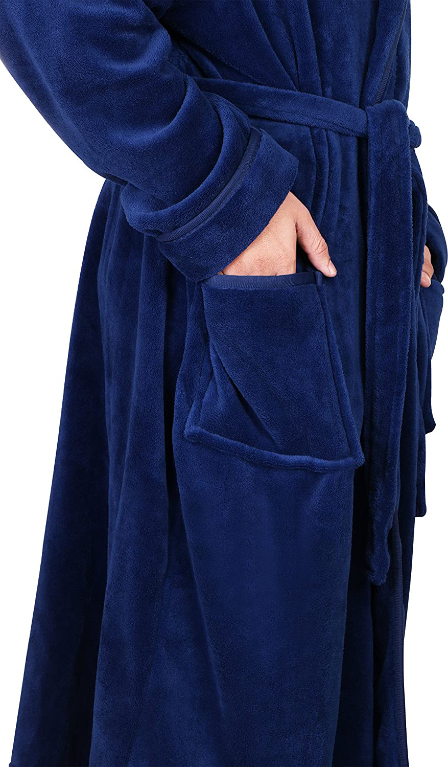 NY Threads Mens Hooded Fleece Robe - Plush Long Bathrobes Apparel & Accessories > Clothing > Sleepwear & Loungewear > Robes Kylie Max   
