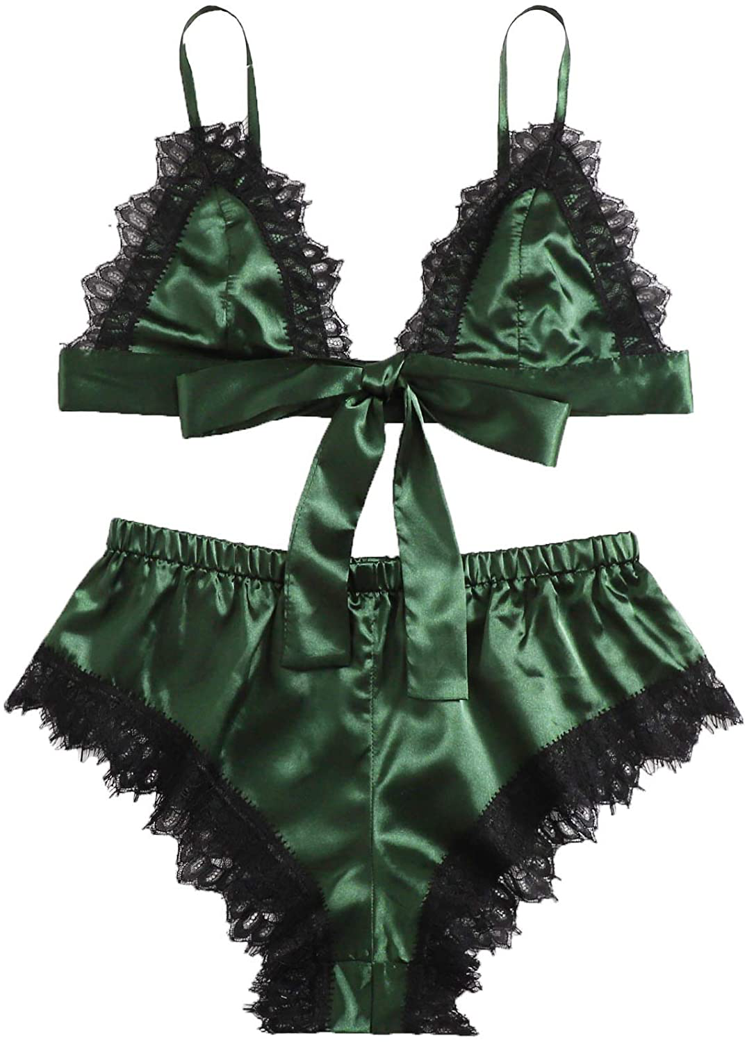 Sweatyrocks Women'S Lace Trim Underwear Lingerie Straps Bralette and Panty Set Apparel & Accessories > Clothing > Sleepwear & Loungewear Kylie Max   