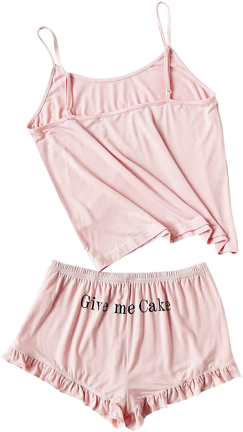 DIDK Women'S Wavy Trim Sleeveless Cami and Shorts Pajama Set Apparel & Accessories > Clothing > Sleepwear & Loungewear Kylie Max   