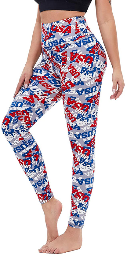 Gayhay High Waisted Leggings for Women - Soft Opaque Slim Tummy Control Printed Pants for Running Cycling Yoga Apparel & Accessories > Clothing > Activewear GAYHAY Usa Pattern Large-X-Large 