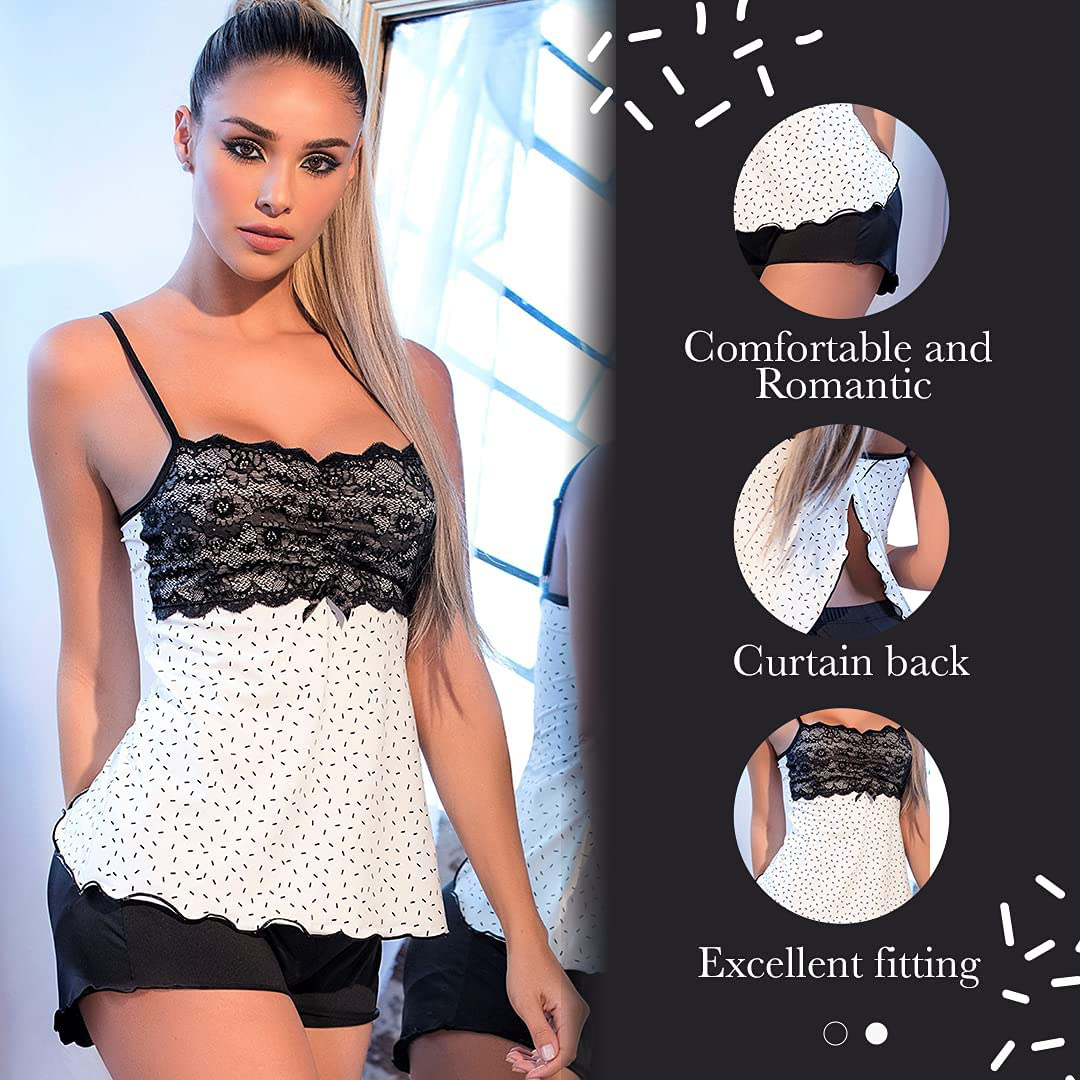 Lunachi Nightwear Pajama Set for Women Sleeveless Cami & Shorts PJ Sets Cute 2Pc |Fashionable Women’S Pjs - Pijamas De Mujer Apparel & Accessories > Clothing > Sleepwear & Loungewear Kylie Max   