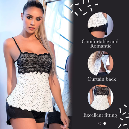 Lunachi Nightwear Pajama Set for Women Sleeveless Cami & Shorts PJ Sets Cute 2Pc |Fashionable Women’S Pjs - Pijamas De Mujer Apparel & Accessories > Clothing > Sleepwear & Loungewear Kylie Max   