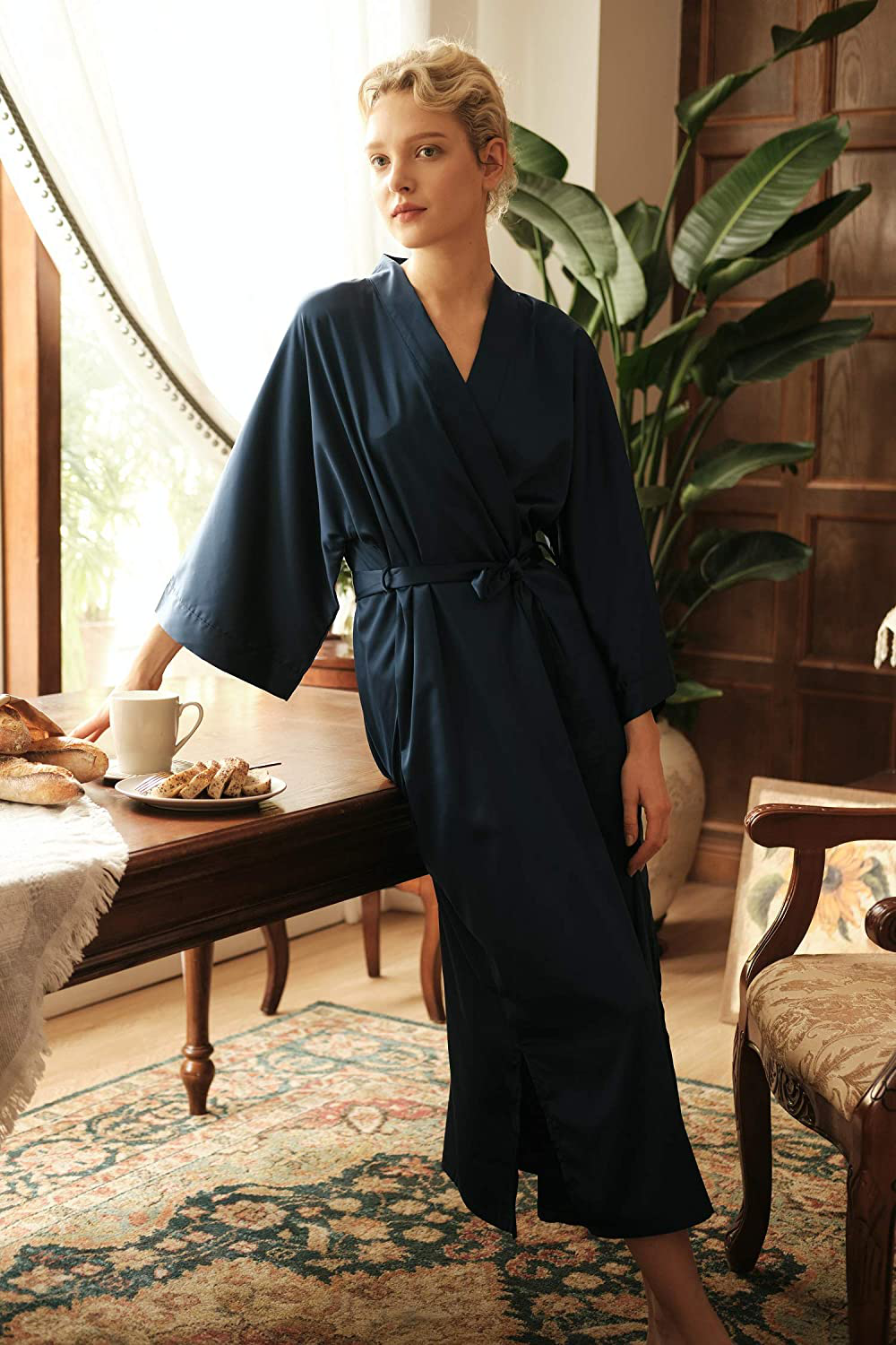 SIORO Long Silk Robe for Women Kimono Satin Bridesmaids Robes Lightweight Soft Sleepwear Full Length Bathrobe US4-12 Apparel & Accessories > Clothing > Sleepwear & Loungewear > Robes KYLIE MAX   