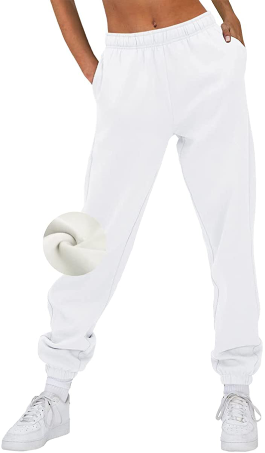 Trendy Queen Womens Fleece Sweatpants Warm Comfy Joggers Pants Athletic Lounge Leggings with Pockets Apparel & Accessories > Clothing > Activewear Kylie Max   
