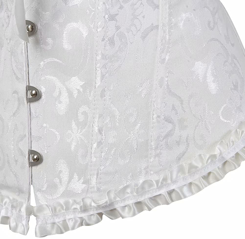 Corset Top Bustier Women'S Overbust Satin Floral Lace up Trim plus Size Bodyshaper Apparel & Accessories > Clothing > Underwear & Socks > Lingerie jutrisujo   