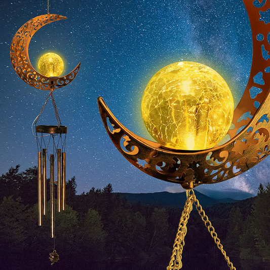 Moon Decor Gift for fathe, Moon Glass Ball Wind Chimes,windchimes Outdoor Gift for mom, Dad Gift, Grandma,, Christmas Decorations Christmas Decor Christmas Solar Light Arts & Entertainment > Party & Celebration > Gift Giving zhengshizuo Moon  