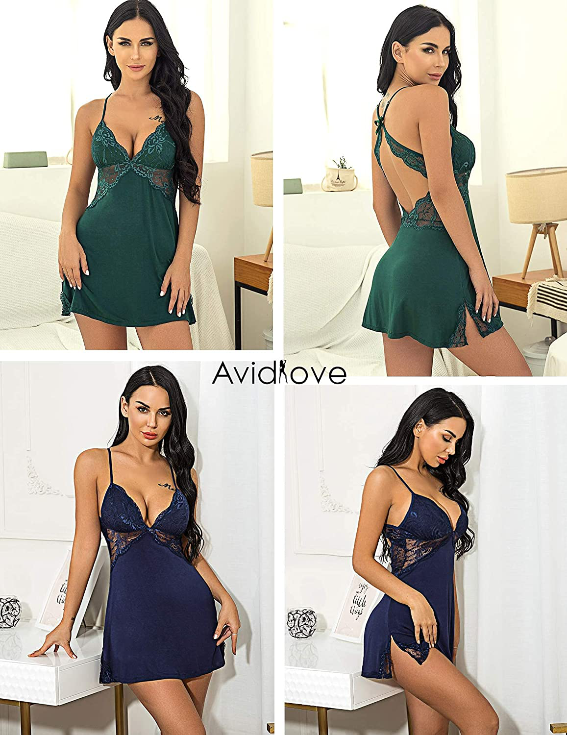 Avidlove Women Lingerie Lace Chemise Sleepwear Babydoll Teddy Lingerie Apparel & Accessories > Clothing > Underwear & Socks > Lingerie Kylie Max   