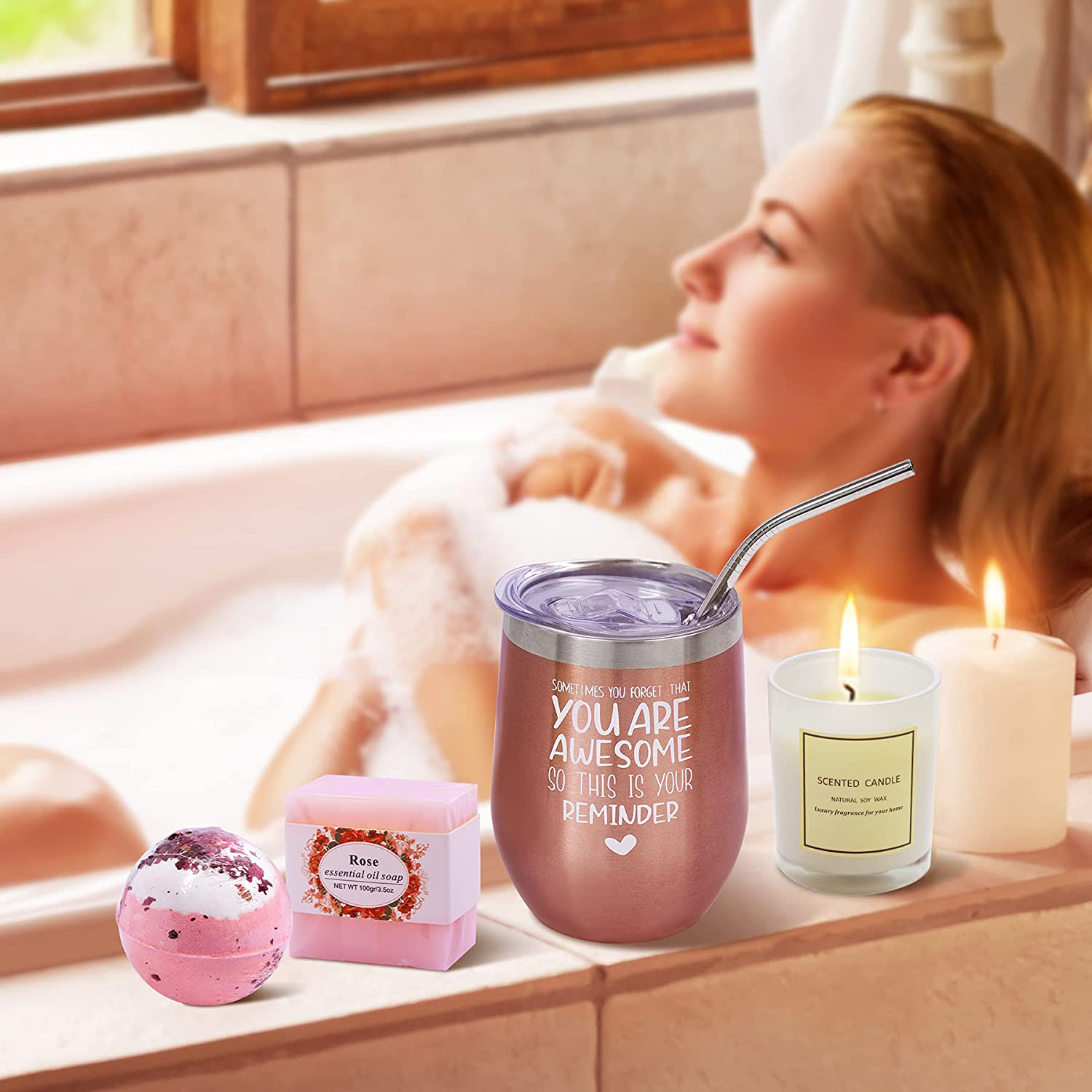 Birthday Gifts for Women Best Friends Gifts Thank You Gifts Get Well Soon Gifts Relaxing Birthday Gifts Spa Gifts - You are Awesome Wine Tumbler Inspirational Gifts, Coworker, Mom, Wife, Sister, 12oz Arts & Entertainment > Party & Celebration > Gift Giving Yorktend   