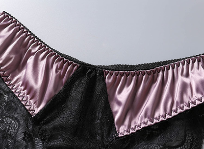 Satin Elegant Sleepwear Sets for Women V Neck Sexy Cami Top and Shorts Lace Trim Nightwear Silk Pajama Set Lingeries Apparel & Accessories > Clothing > Sleepwear & Loungewear Kylie Max   