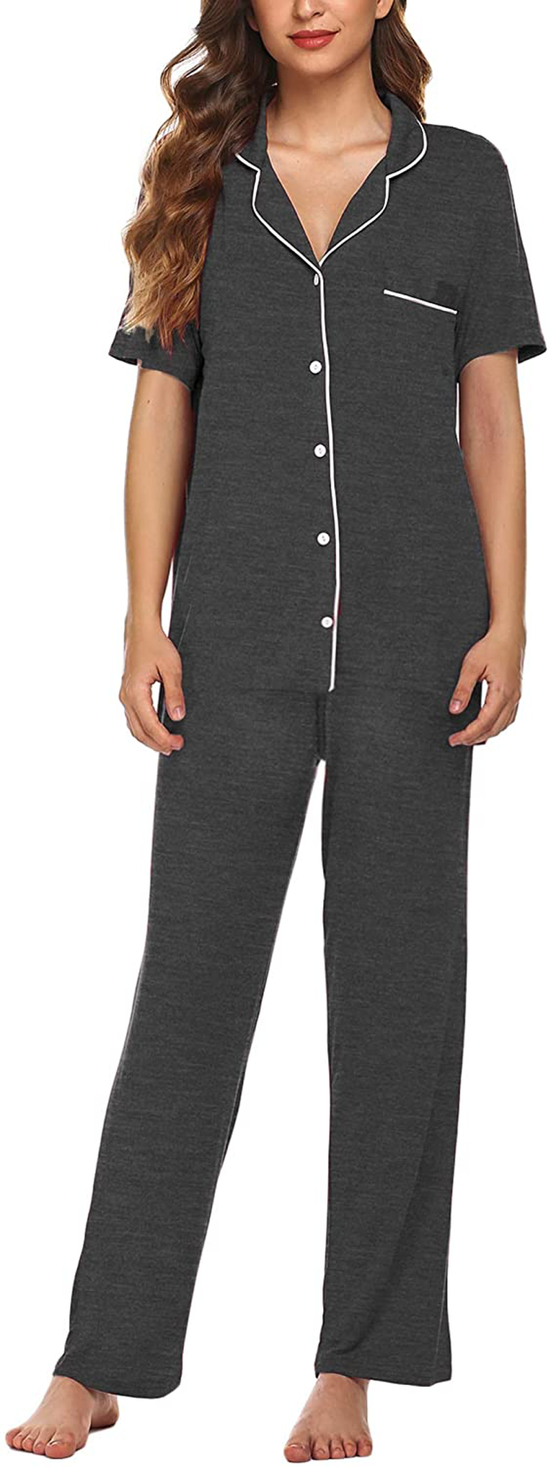 Avidlove Women Pajamas Set Notch Collar Soft Sleepwear Pjs Short Sleeve Button Down Nightwear with Long Pants Apparel & Accessories > Clothing > Sleepwear & Loungewear > Pajamas Avidlove   