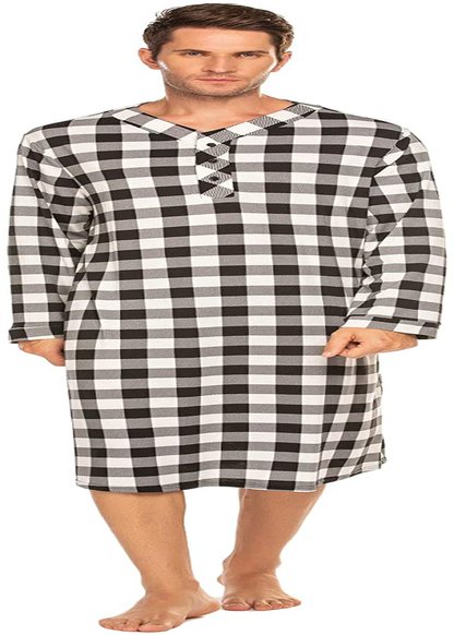 Ekouaer Sleepwear Mens Nightshirt Big & Tall Plaid Sleep Shirt Lightweight Henley Pajamas Shirt Apparel & Accessories > Clothing > Sleepwear & Loungewear > Nightgowns Kylie Max   