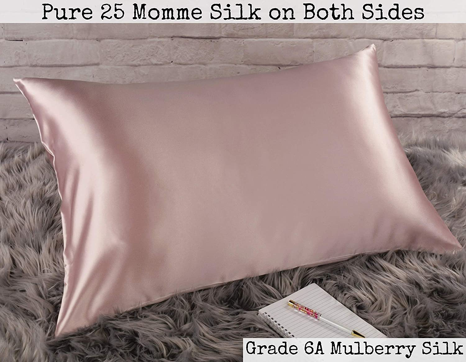 Celestial Silk 100% Pure Mulberry Silk Pillowcase Premium 25 Momme for Hair and Skin, Hypoallergenic Charmeuse Silk Weave on Both Sides - Hidden Zipper Closure (King, Vintage Pink) Arts & Entertainment > Party & Celebration > Gift Giving Celestial Silk   