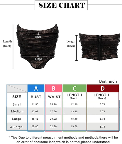 Junova Women'S Sexy Strapless Floral Lace Bustier Open Back Boned Corset Crop Top Apparel & Accessories > Clothing > Underwear & Socks > Lingerie Junova   