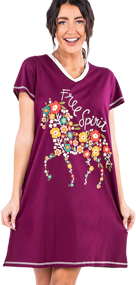 Lazy One V-Neck Nightshirts for Women, Farm Animal Designs Apparel & Accessories > Clothing > Sleepwear & Loungewear > Nightgowns Kylie Max   