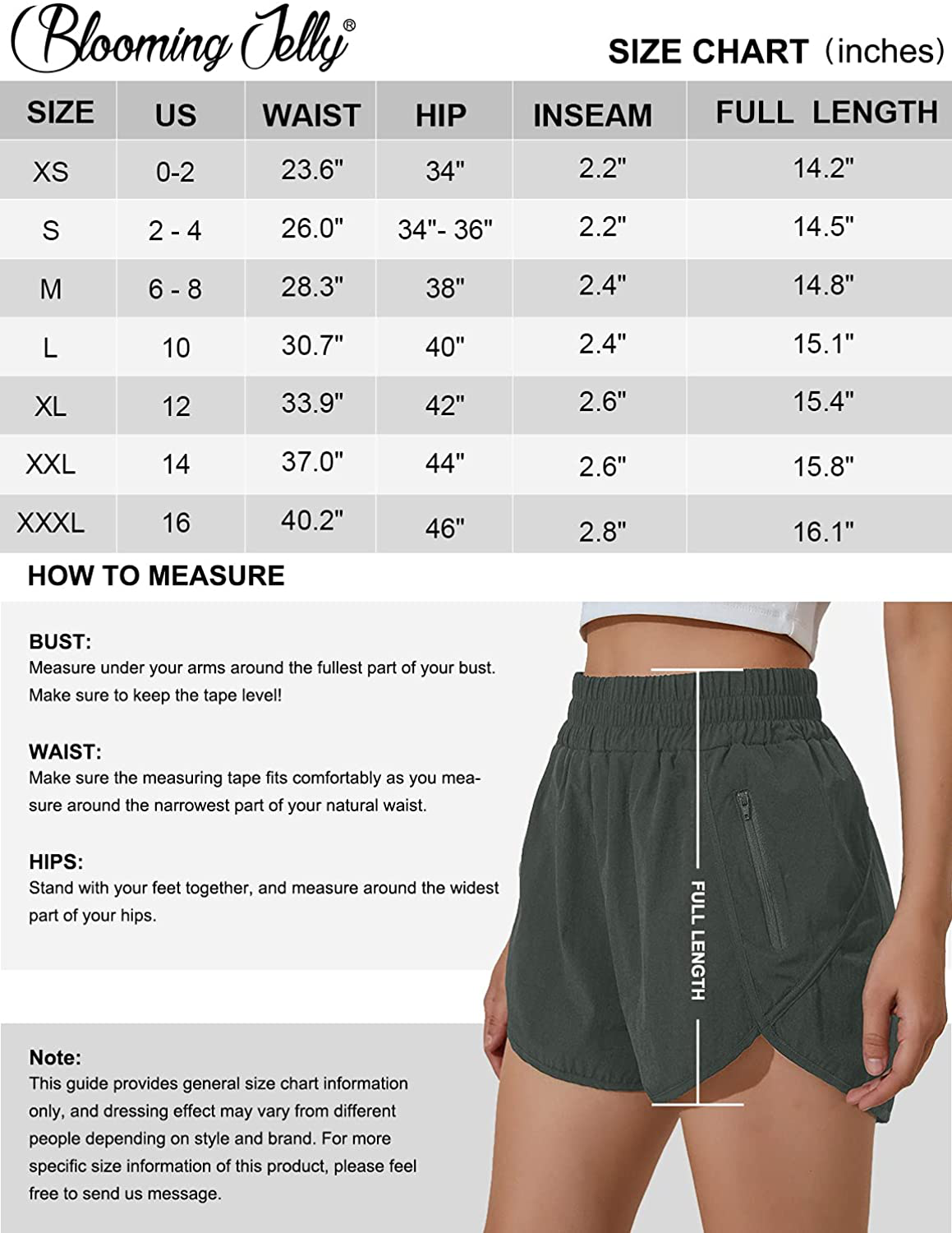 Blooming Jelly Womens High Waisted Running Shorts Athletic Workout Shorts Quick Dry Pants with Zipper Pocket Apparel & Accessories > Clothing > Shorts Kylie Max   