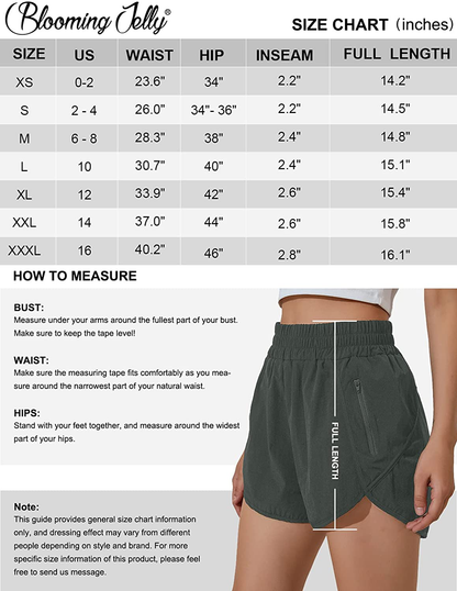 Blooming Jelly Womens High Waisted Running Shorts Athletic Workout Shorts Quick Dry Pants with Zipper Pocket Apparel & Accessories > Clothing > Shorts Kylie Max   