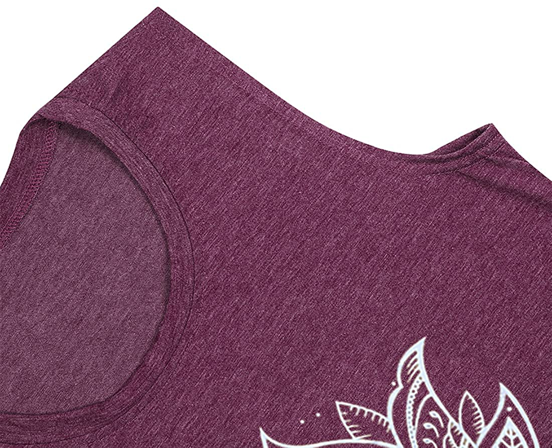 QIANRUO Lotus Flower Tank Top Women Meditation Yoga Shirts Casual Workout Muscle Tank Top Summer Sleeveless Graphic Tees Vest Apparel & Accessories > Clothing > Activewear Kylie Max   