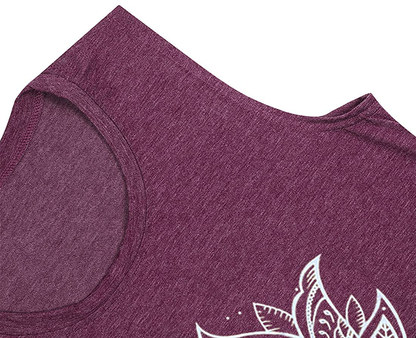 QIANRUO Lotus Flower Tank Top Women Meditation Yoga Shirts Casual Workout Muscle Tank Top Summer Sleeveless Graphic Tees Vest Apparel & Accessories > Clothing > Activewear Kylie Max   