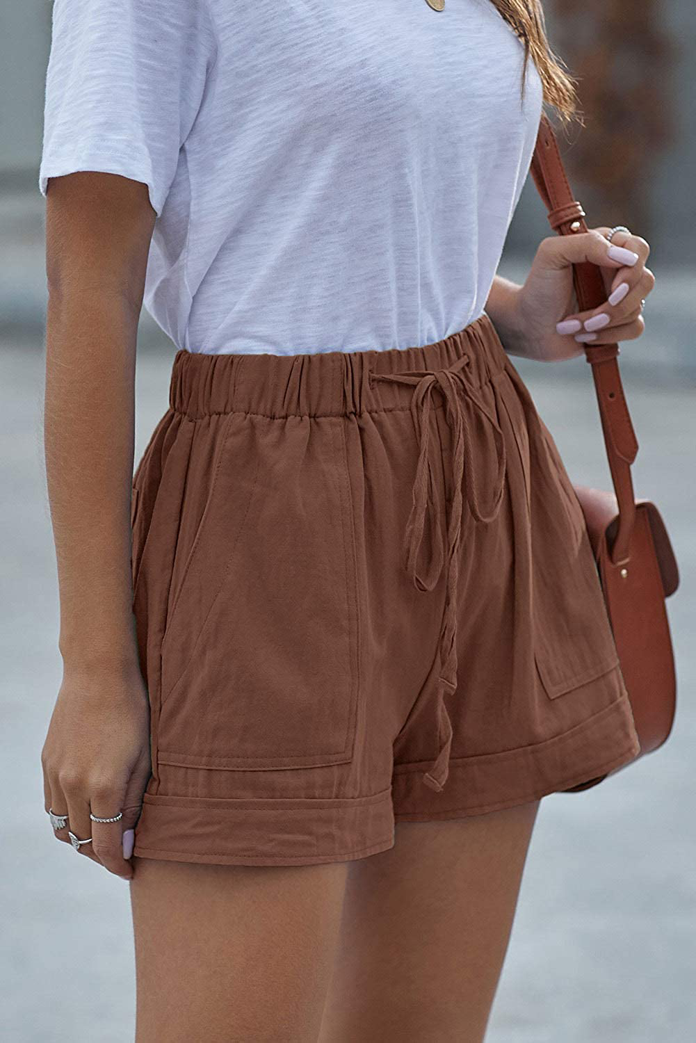 Dokotoo Womens Comfy Drawstring Casual Elastic Waist Pocketed Shorts Apparel & Accessories > Clothing > Shorts Kylie Max   