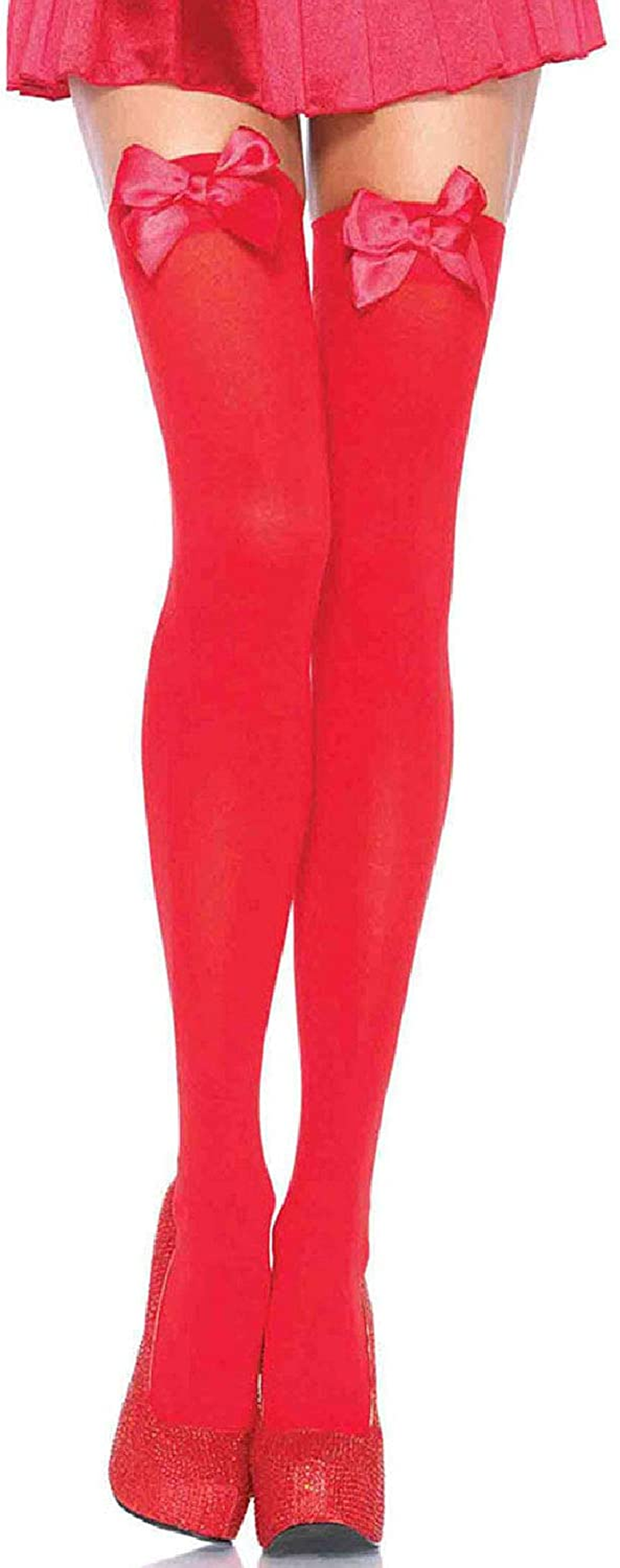 Leg Avenue Women'S Satin Bow Accent Thigh Highs Apparel & Accessories > Clothing > Underwear & Socks > Shapewear Leg Avenue   