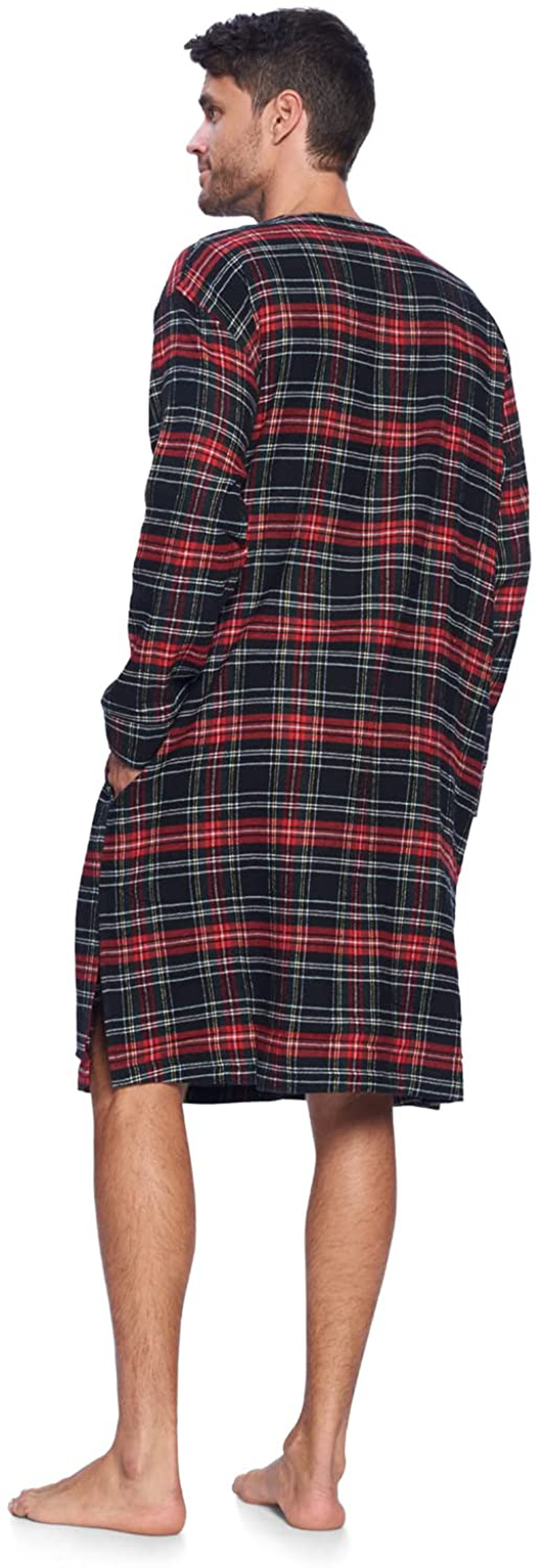 Ashford & Brooks Mens Flannel Plaid Long Sleep Shirt Henley Nightshirt Apparel & Accessories > Clothing > Sleepwear & Loungewear > Nightgowns Kylie Max   