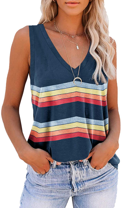 ETCYY Tie Dye Sleeveless V Neck Tank Tops for Women Summer Cute Printed Loose Fit Workout Athletic Yoga Shirts Apparel & Accessories > Clothing > Activewear Kylie Max   