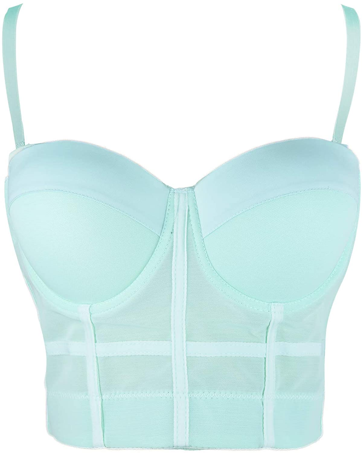 ELLACCI Women'S Mesh Bustier Crop Top Push up Corset Tops Bra Black Apparel & Accessories > Clothing > Underwear & Socks > Lingerie ELLACCI   
