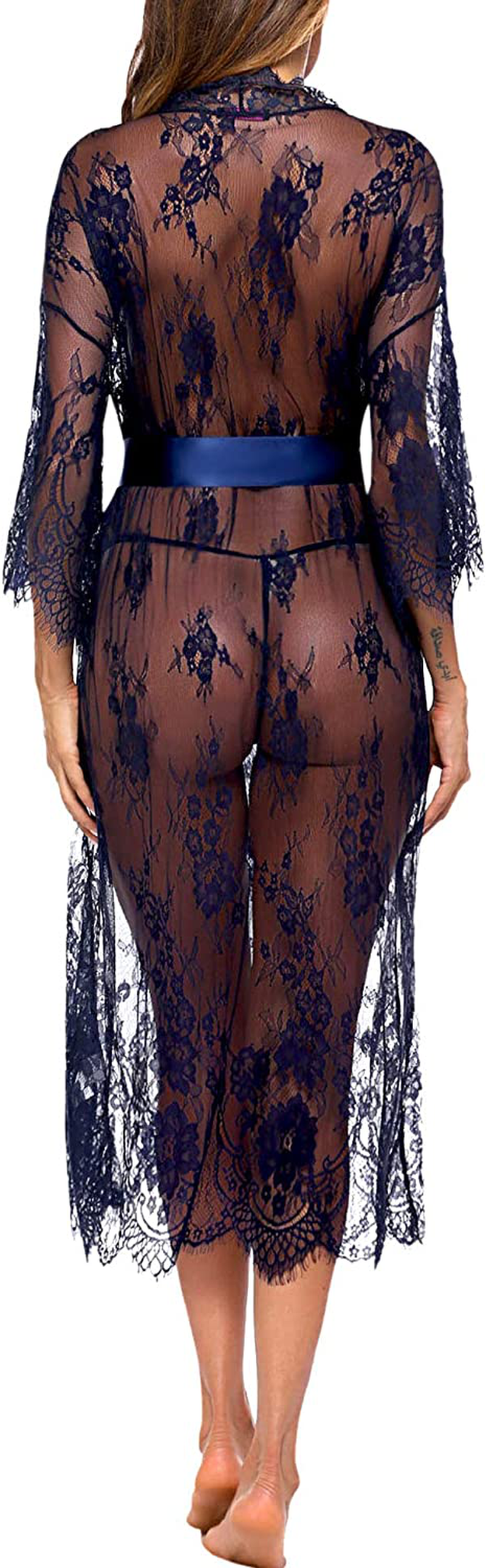 Avidlove Women Sexy Long Lace Lingerie Kimono Robe Sheer Babydoll Nightgown Nightdress Apparel & Accessories > Clothing > Underwear & Socks > Lingerie Kylie Max   