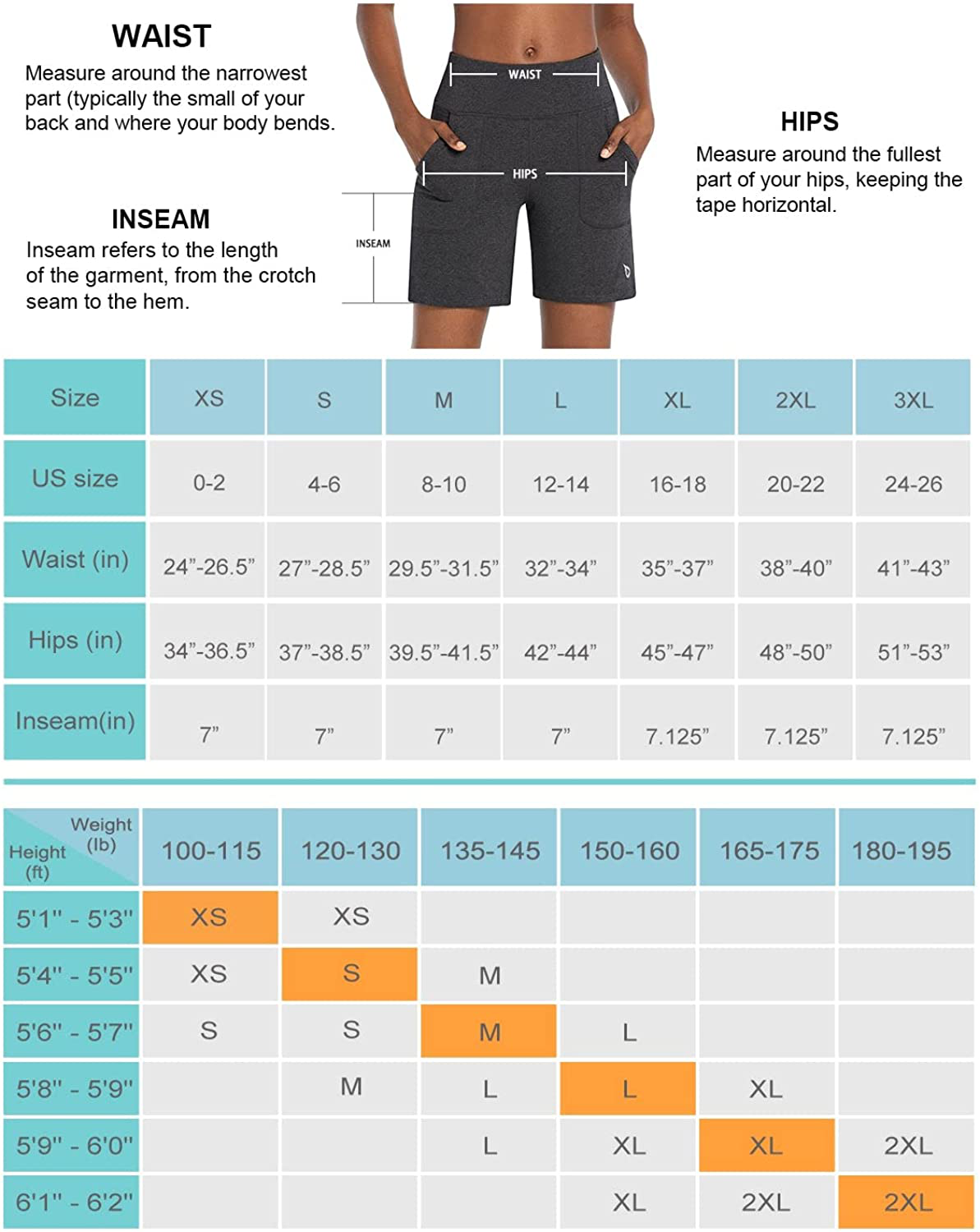 BALEAF Women'S 7" Athletic Long Shorts High Waisted Running Bermuda Shorts with Pockets Apparel & Accessories > Clothing > Shorts Kylie Max   